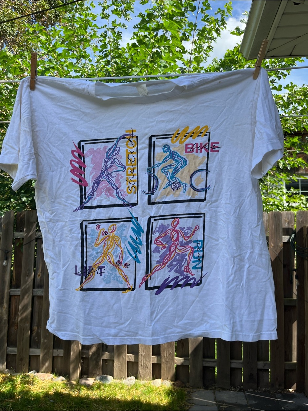 Vintage 90s exercise tee, women’s XL, soft cotton relaxed fit retro gym workout